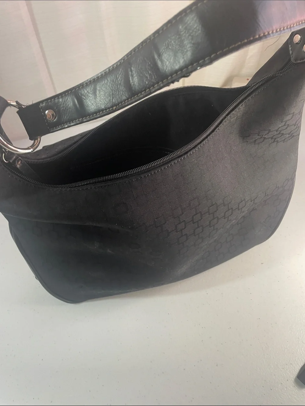 Nine West Black Hobo Shoulder Bag with Front Zip